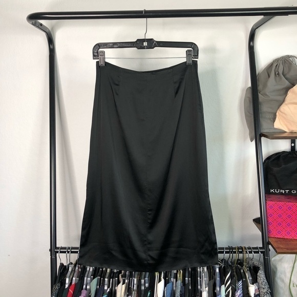 JONATHAN Simkhai Black Satin Zip Side Slit Wrap Skirt - Picture 7 of 13